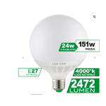 Lampada Globo LED 24W E27 Luce Naturale 4000k 2472 Lumen Equivalenza Incandescenza  151W 