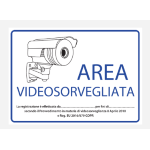 Cartello Adesivo Impermeabile  Area Videosorvegliata Omologato 30x20 CM Per interni ed esterni Necessario su qualsiasi impianto TVCC