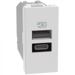 Caricatore USB BTICINO MATIXGO 1 Tipo A +1 Tipo C - 15W - 1 Modulo - Bianco