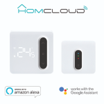 Cronotermostato digitale Homcloud wi-fi con ricevitore RF 433 (frequenza radio), comandabile da Smartphone e Vocalmente. piastra di installazione (compatibile con 503), 2x Batterie alcaline AA (LR6)